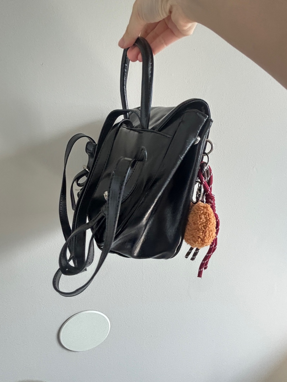 Classic Black Leatherette Top-Handle Bag - Picture 2 of 3